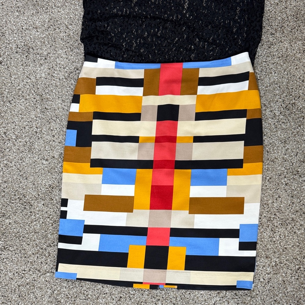 New York & Company Multicolor Geometric Pencil Skirt